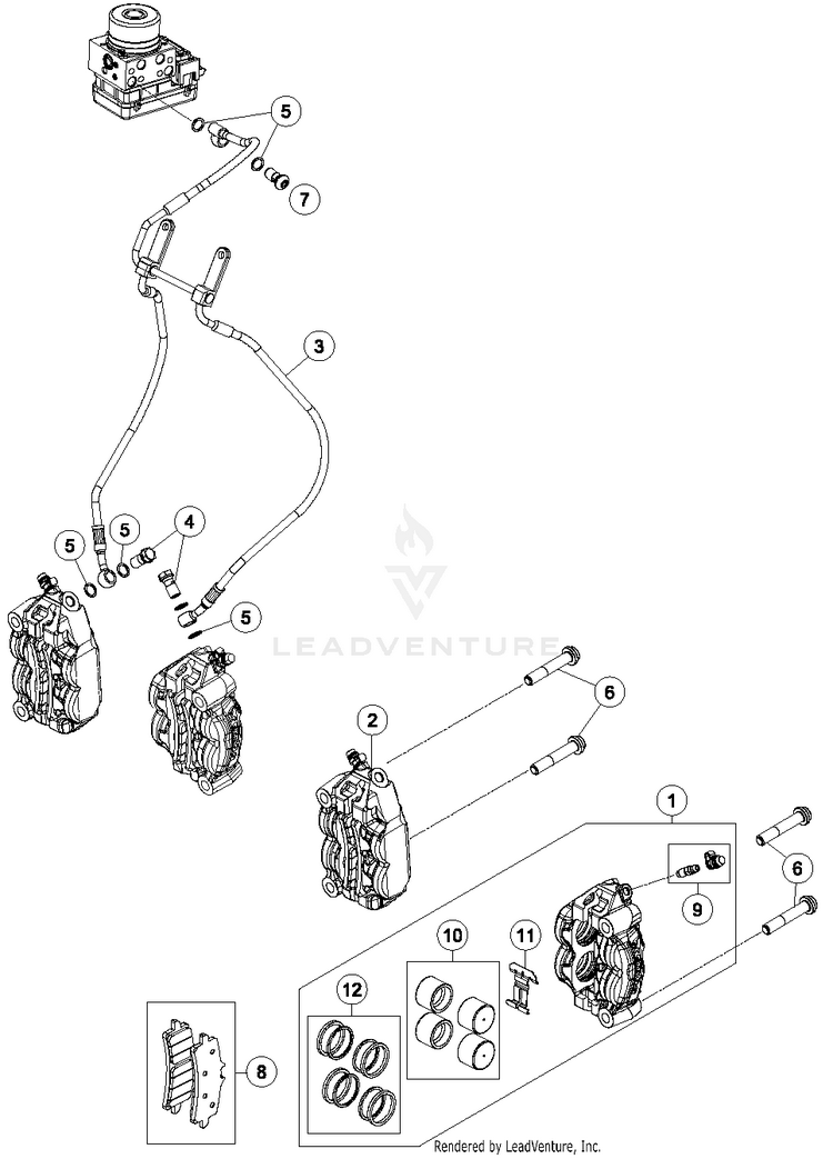 Break Caliper Front 1290 SUPERDUKE R ORANGE Chassis - 2015 Schematic