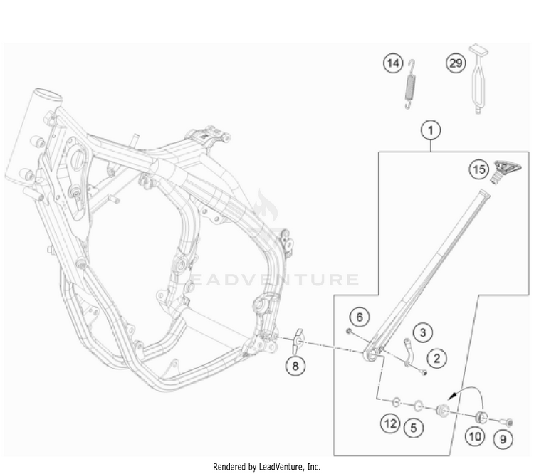 Side / Center Stand 500 EXC-F US CHASSIS - 2022 Schematic