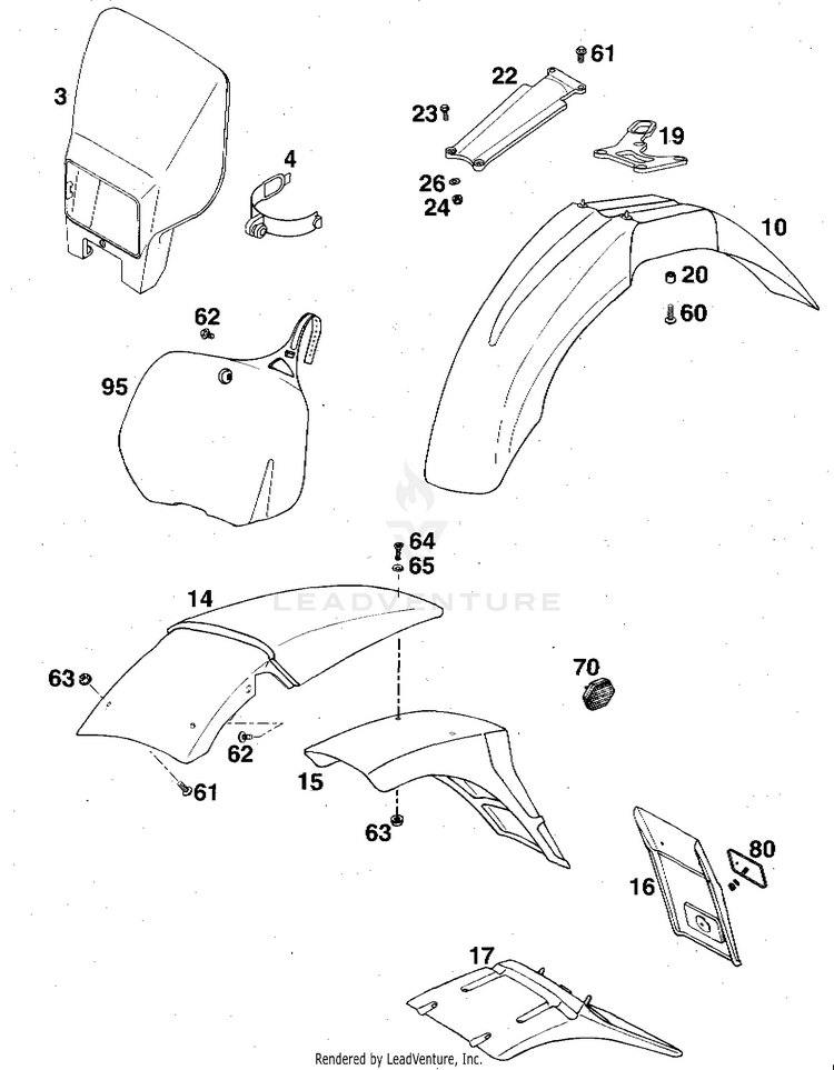 Mask, Fenders 360 MXC Chassis - 1997 Schematic