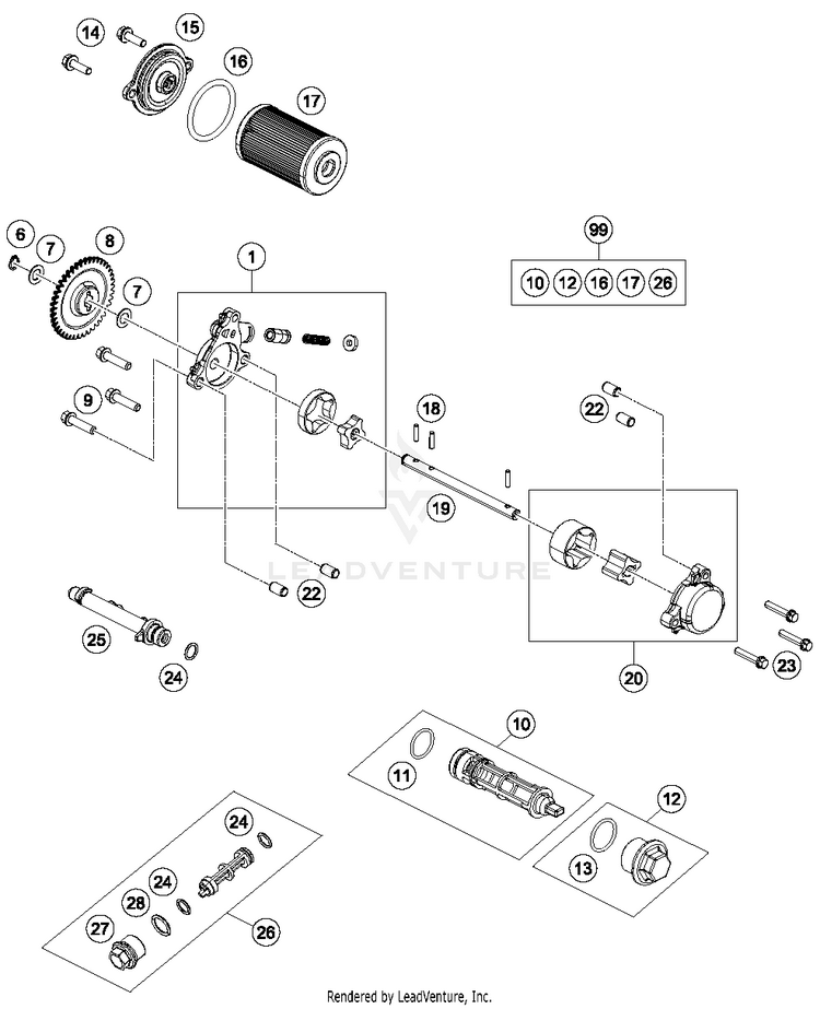 Lubricating System RC 390 WHITE Engine - 2015 Schematic