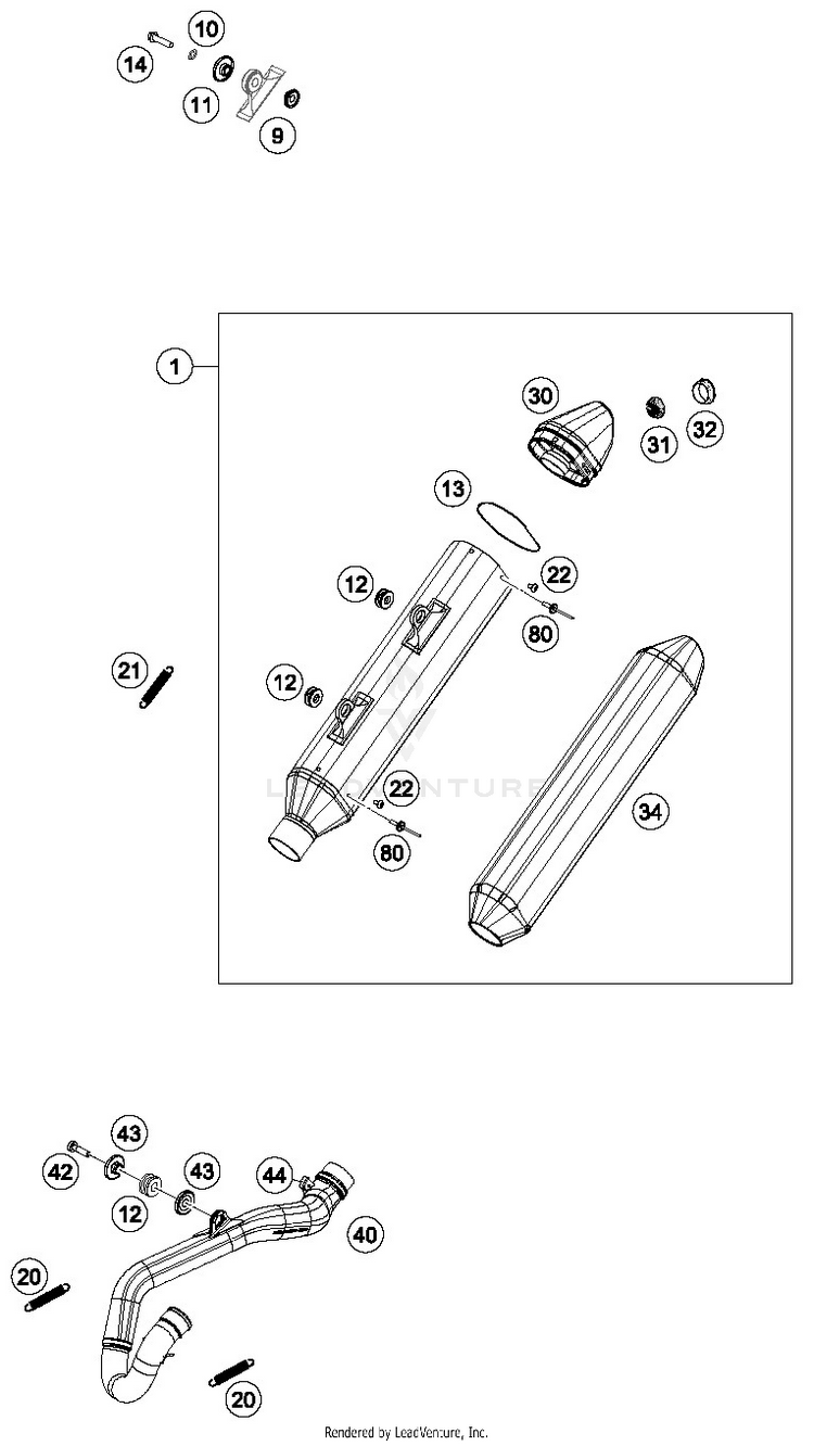 Exhaust System 350 EXC-F CHASSIS - 2019 Schematic