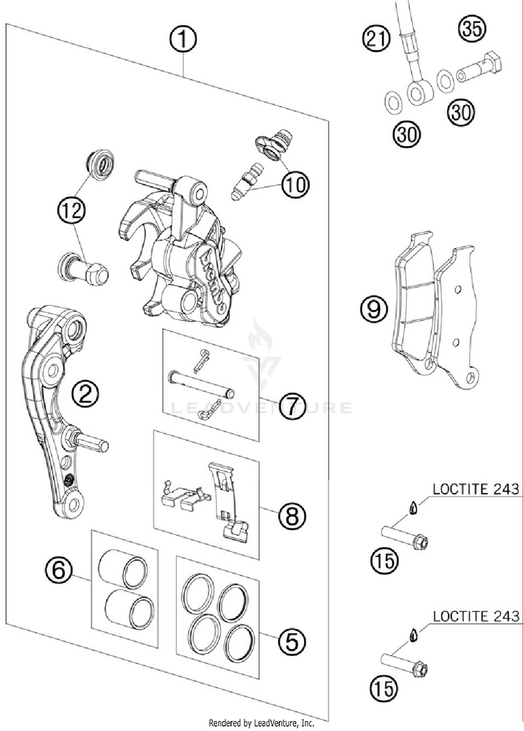 Brake Caliper Front 300 XC Chassis - 2012 Schematic