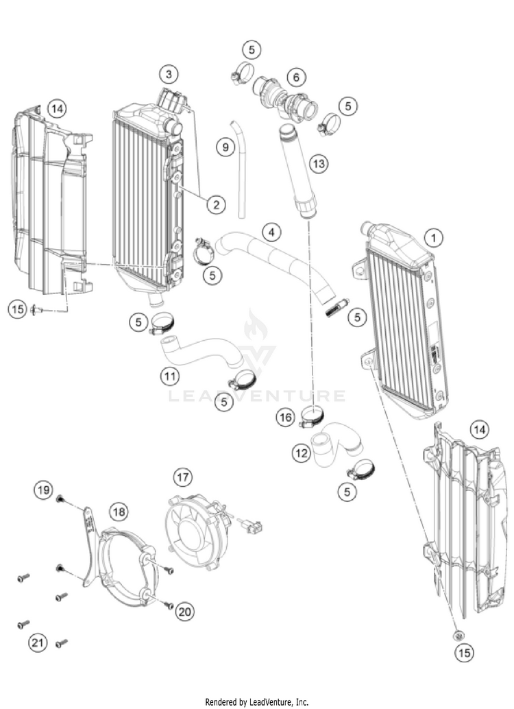 Cooling System 500 EXC US SL ENGINE - 2024 Schematic