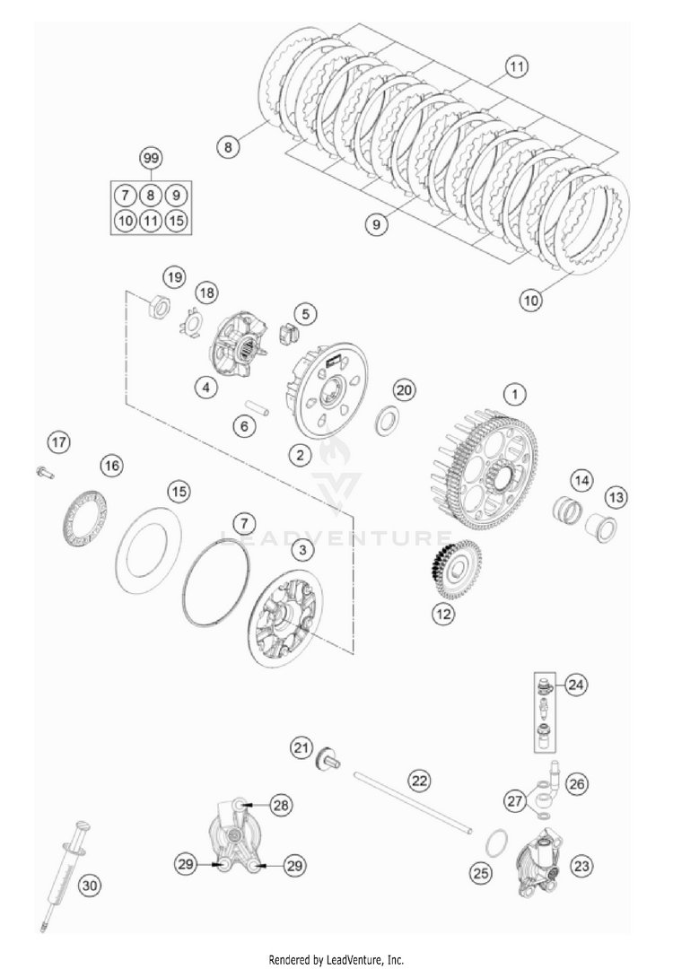 Clutch 250 XC TPI Engine - 2022 Schematic