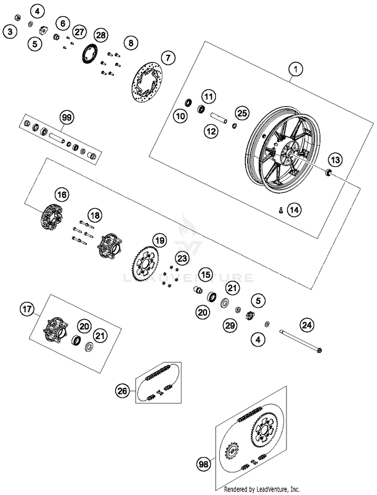 Rear Wheel RC 390 WHITE Chassis - 2015 Schematic