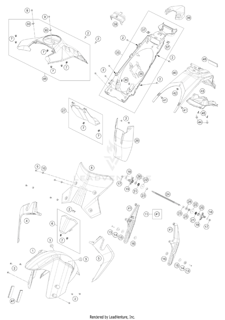 Mask, Fenders 1290 SUPER ADVENTURE S, black US CHASSIS - 2022 Schematic