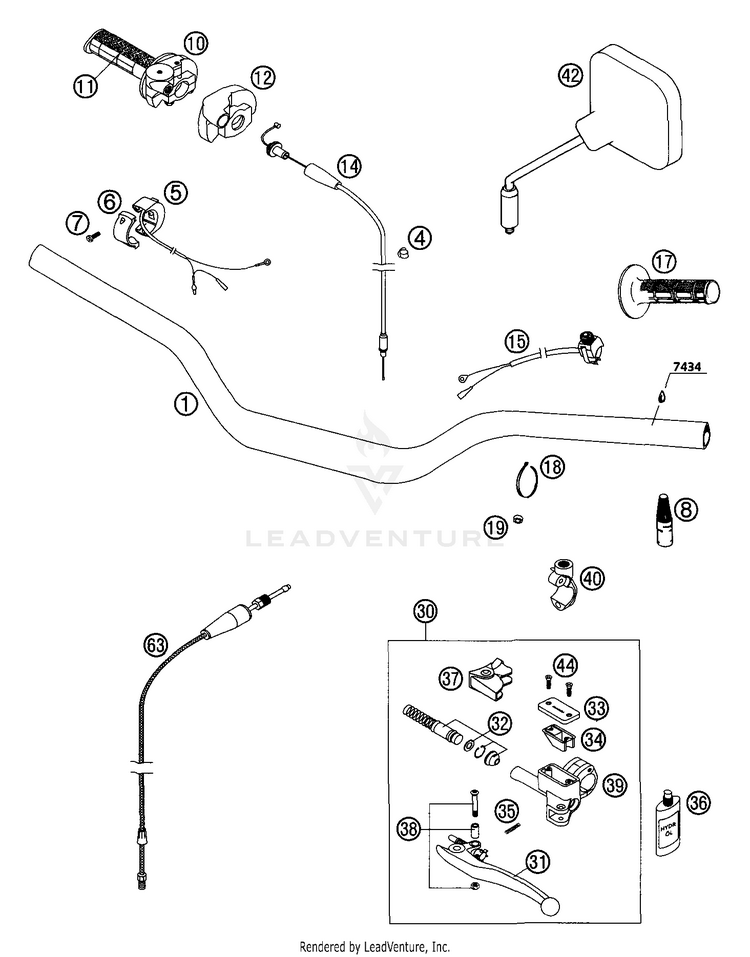 Handlebar, Controls 300 MXC Chassis - 2003 Schematic
