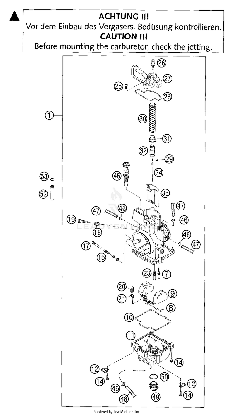 Carburetor Keihin Pwk 36-S Ag, 38-S Ag 300 MXC Engine - 2004 Schematic