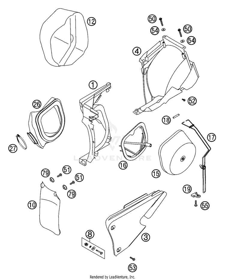 Air Filter Box 250 EXC Chassis - 2002 Schematic