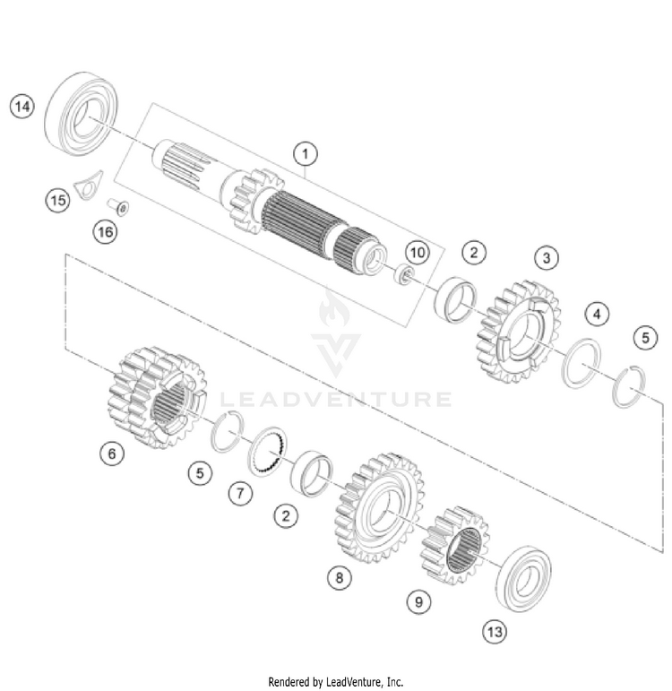 Transmission I - Main Shaft 300 XC ENGINE - 2025 Schematic