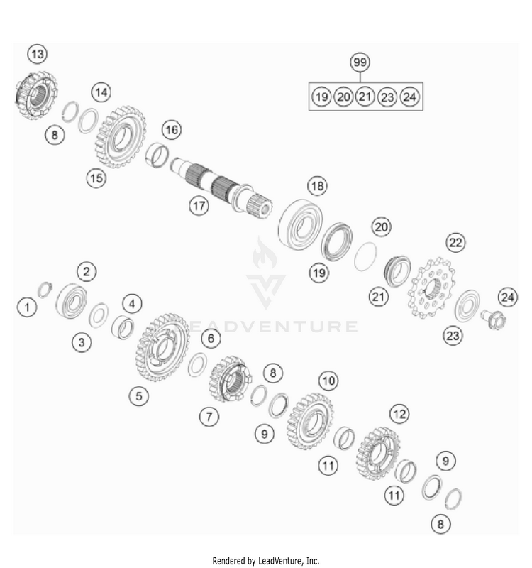 Transmission Ii - Countershaft 250 XC TPI Engine - 2022 Schematic