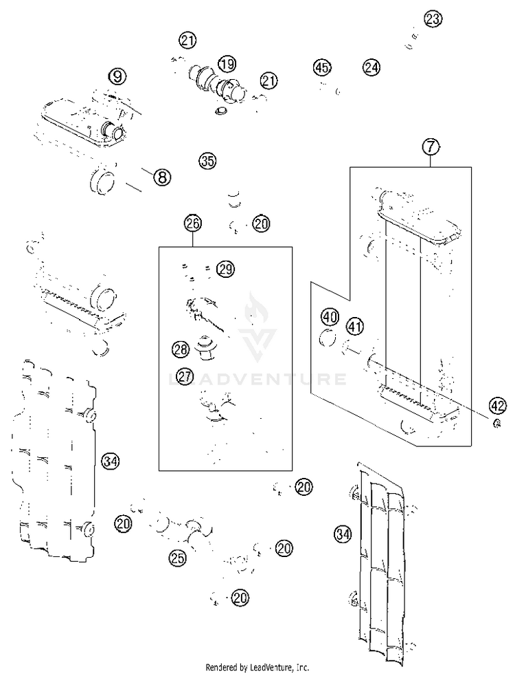 Cooling System 350 EXC-F Engine - 2013 Schematic