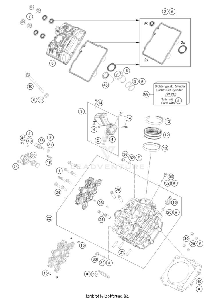 Cylinder Head Front 1290 SuperDuke GT Engine - 2023 Schematic