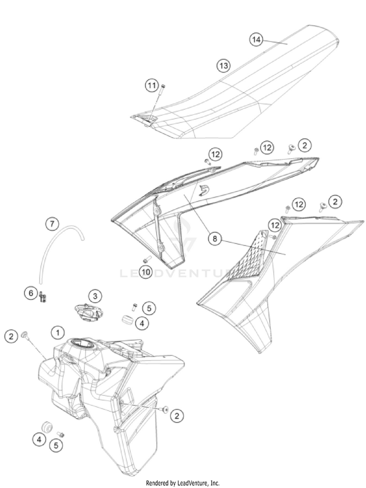 Tank, Seat 300 XC CHASSIS - 2023 Schematic