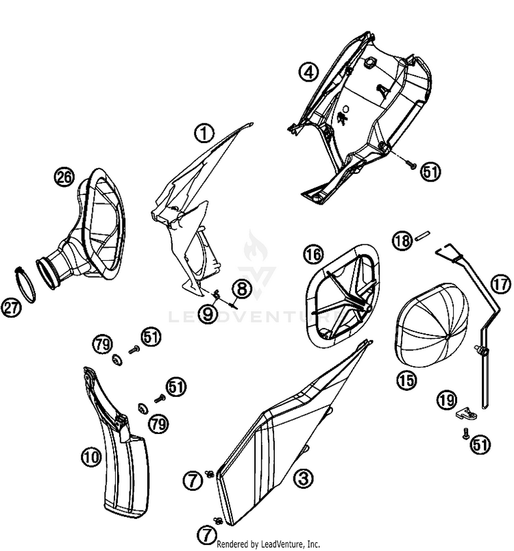 Air Filter 505 SX-F Chassis - 2008 Schematic
