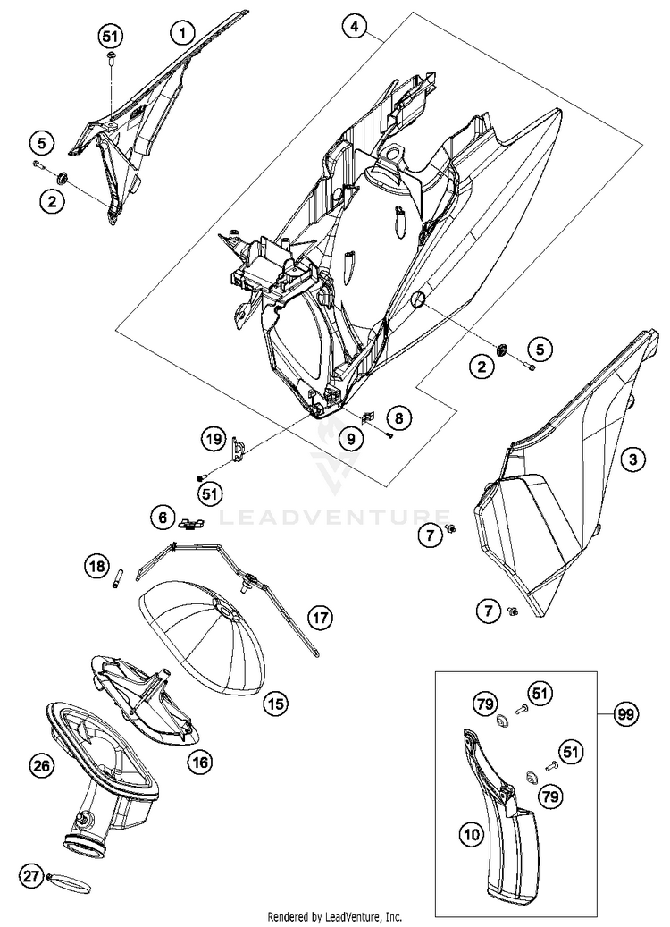Air Filter 350 XCFW SIXDAYS Chassis - 2015 Schematic