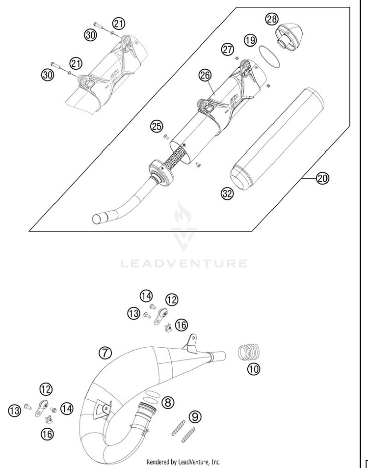 Exhaust System 125 SX Chassis - 2012 Schematic