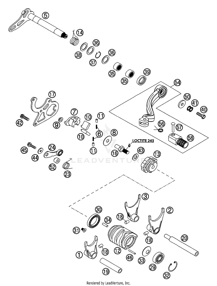 Shifting Mechanism 200 EXC Engine - 2003 Schematic