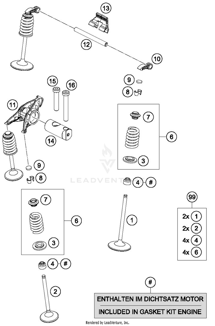 Valve Drive 690 DUKE WHITE ENGINE - 2017 Schematic