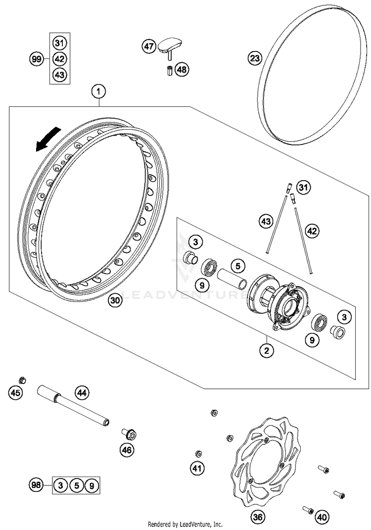Front Wheel 65 SX CHASSIS - 2017 Schematic