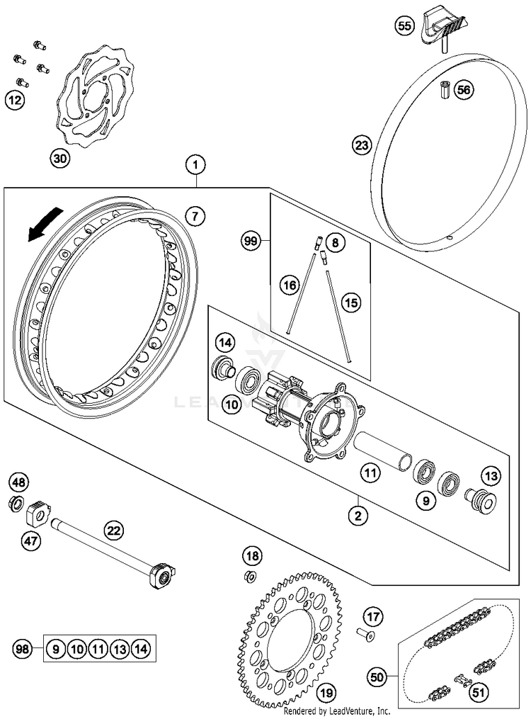 Rear Wheel 65 SX CHASSIS - 2017 Schematic