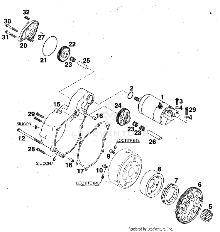 Electric Starter 620 RXC-E Engine - 1997 Schematic
