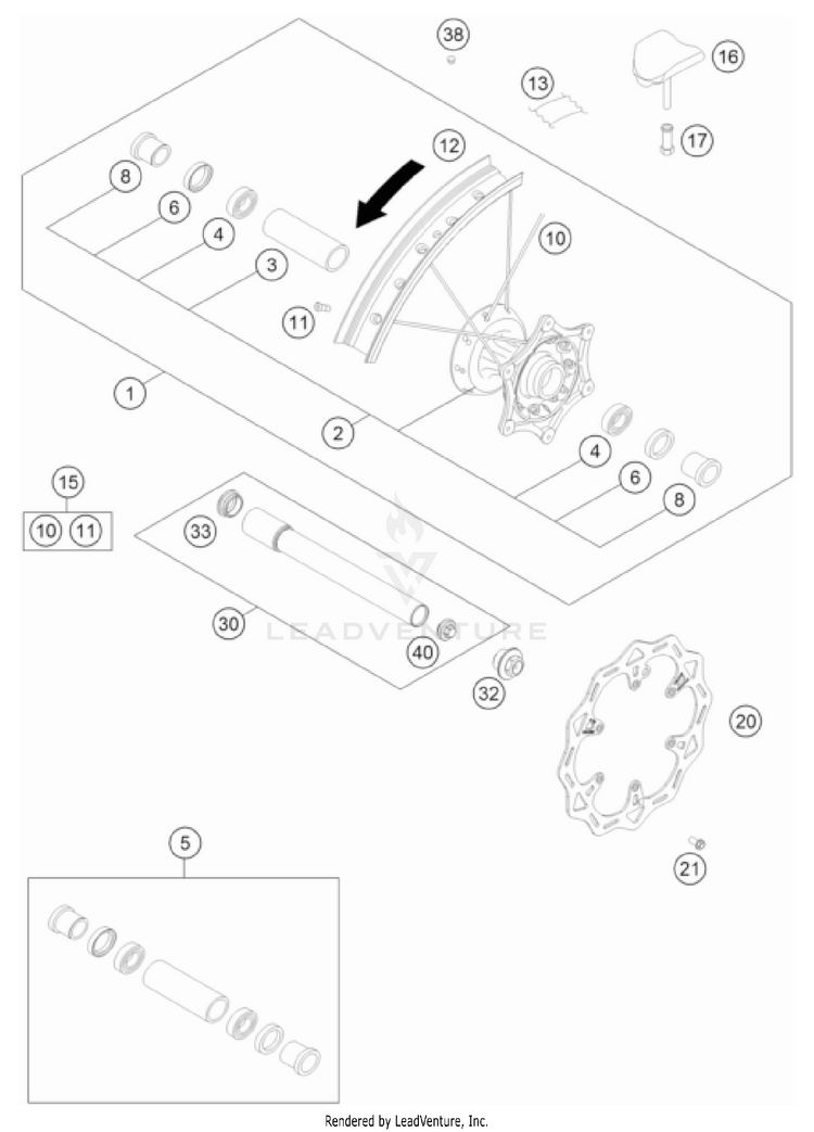 Front Wheel 500 EXC-F CHASSIS - 2023 Schematic