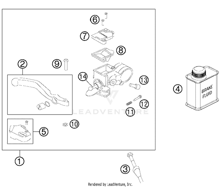 Hand Break Cylinder 50 SX Chassis - 2012 Schematic
