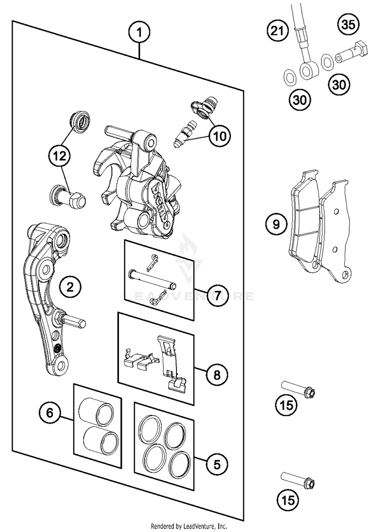 Brake Caliper Front 350 XCFW SIXDAYS Chassis - 2015 Schematic