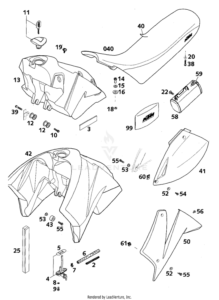 Tank, Seat, Cover 640 LC4-E Chassis - 2000 Schematic