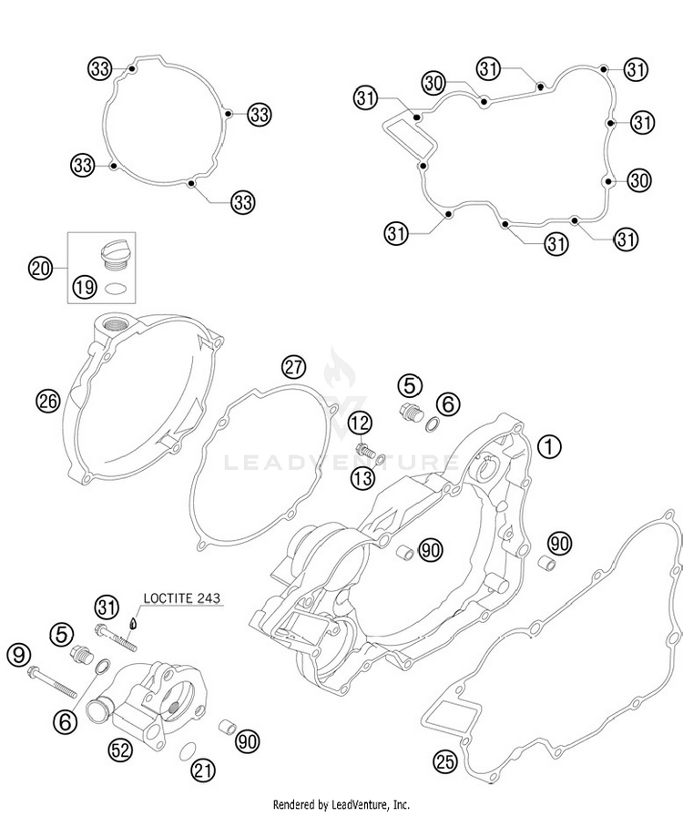 Clutch Cover 150 SX Engine - 2012 Schematic