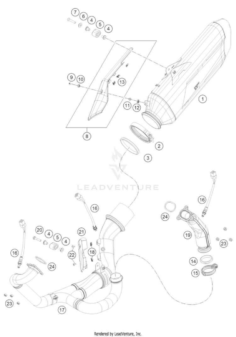 Exhaust System 1290 SUPER ADVENTURE R OT US CHASSIS - 2022 Schematic