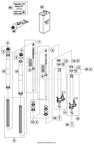 Front Fork Disassembled Schematic