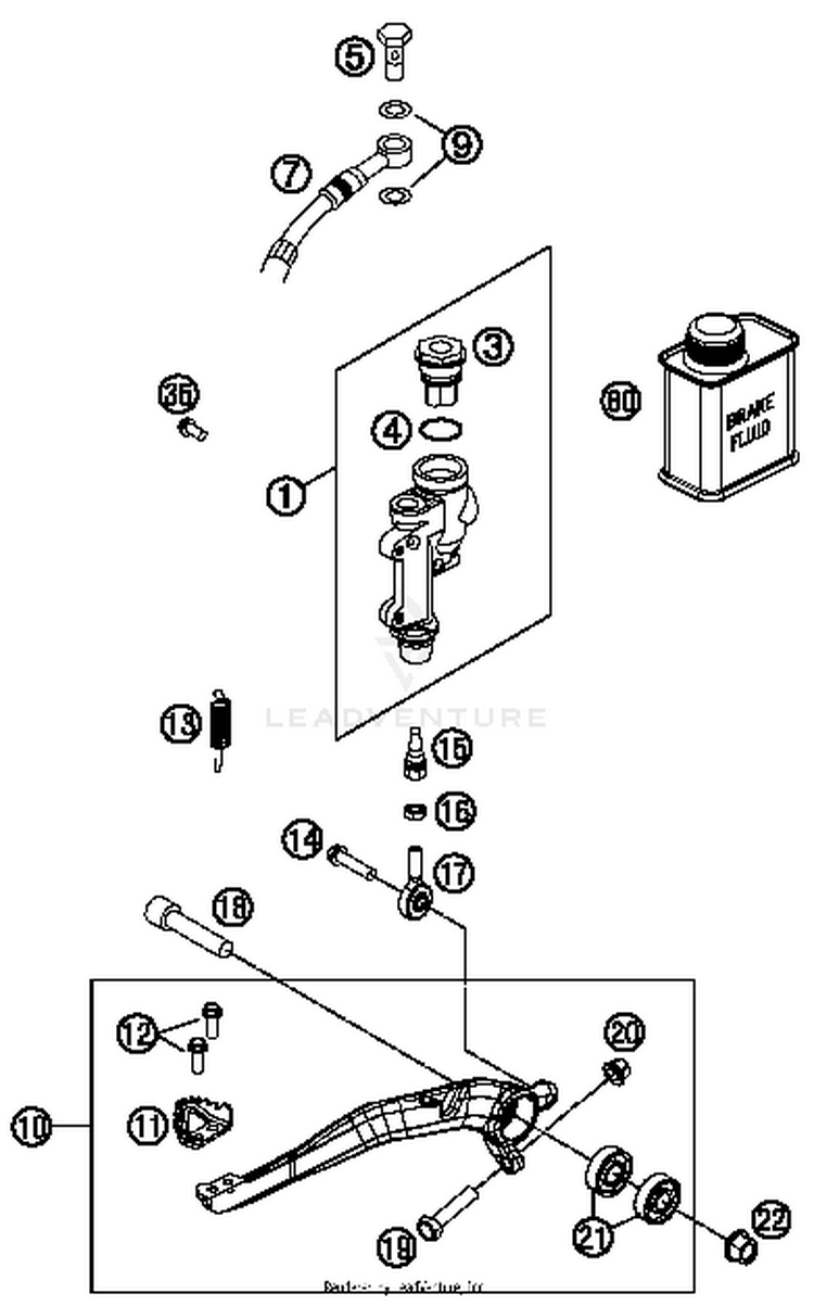 Rear Brake Control 250 SX Chassis - 2016 Schematic