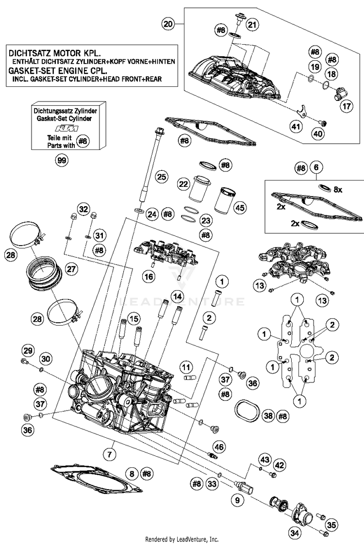 Cylinder Head Rear 1290 SUPERDUKE R ORANGE Engine - 2015 Schematic