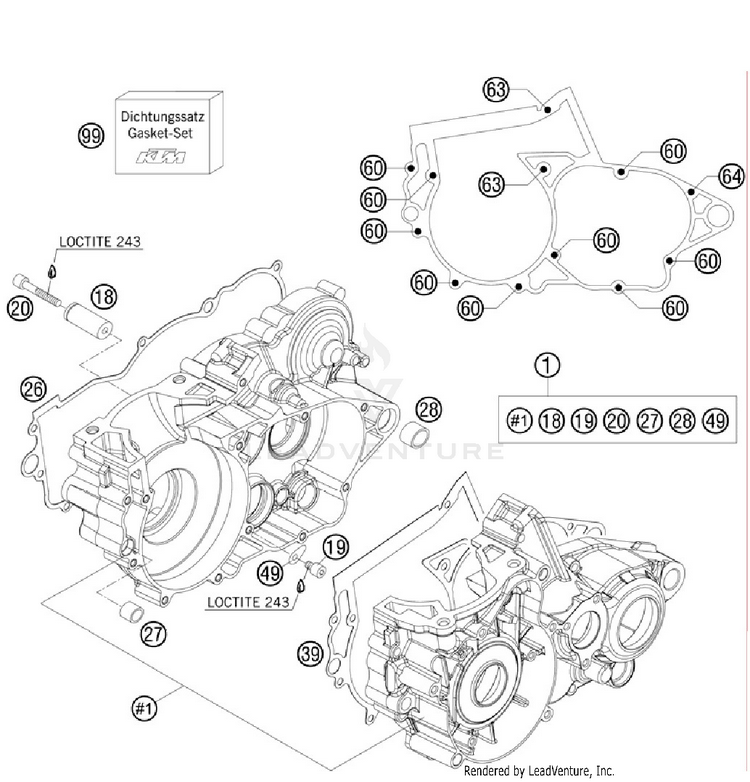 Engine Case 250 XC Engine - 2012 Schematic