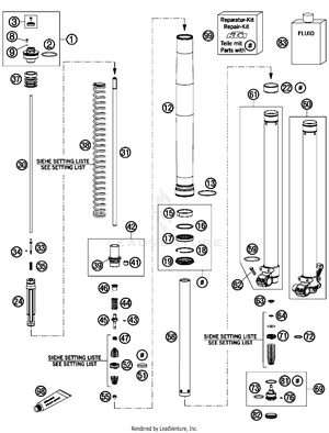 Front Fork Disassembled Schematic