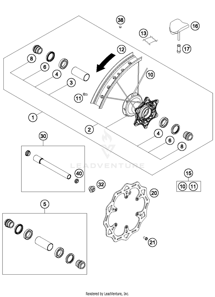 Front Wheel 350 SX-F CHASSIS - 2018 Schematic