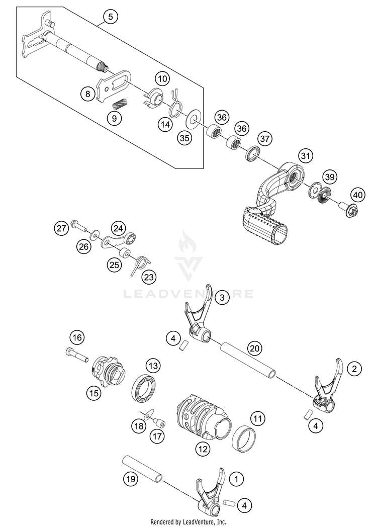 Shifting Mechanism 250 XC TPI Engine - 2021 Schematic