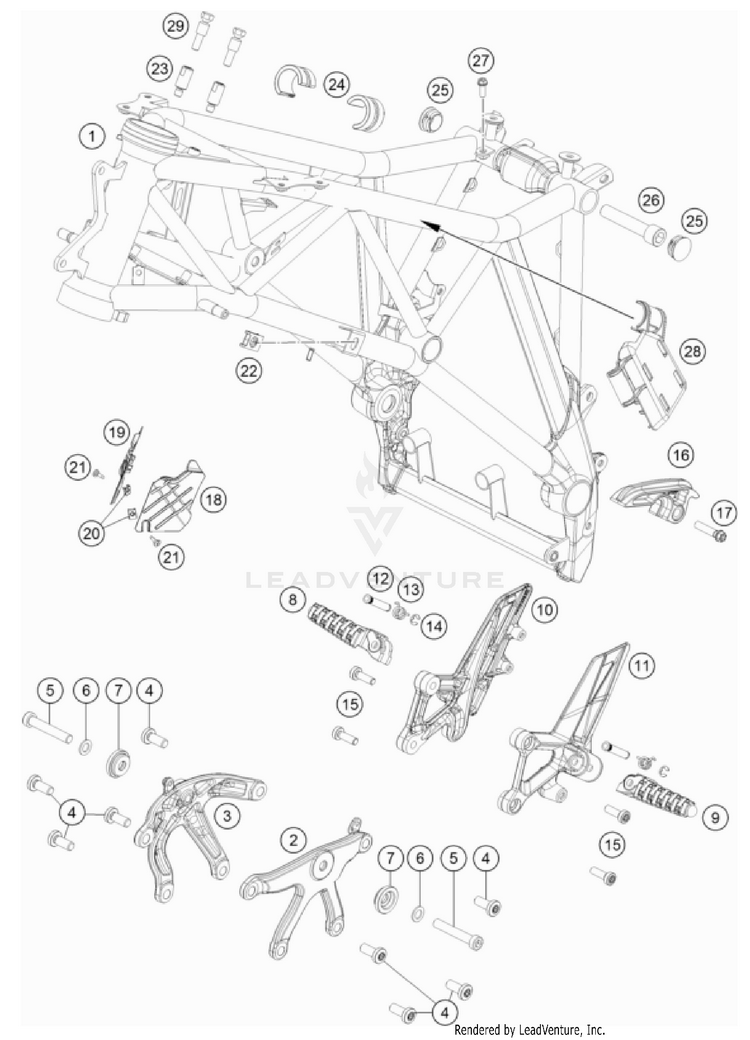 Frame 1290 SUPER DUKE GT, orange CHASSIS - 2023 Schematic