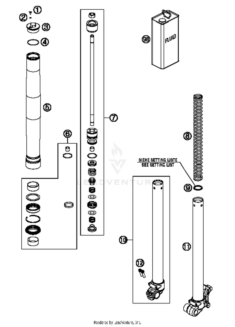 Front Fork Disassembled 50 SX MINI CHASSIS - 2017 Schematic