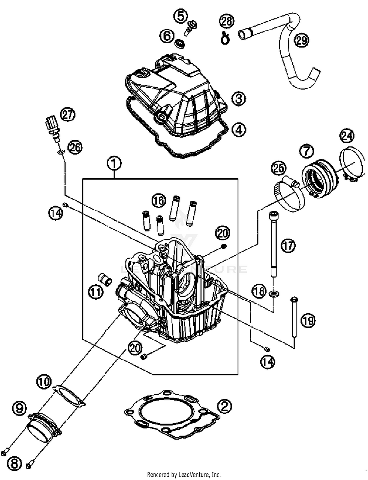 Cylinder Head 450 SX-F FACT. REPL. USA Engine - 2012 Schematic