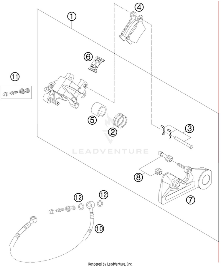 Brake Caliper Rear 250 XC Chassis - 2011 Schematic
