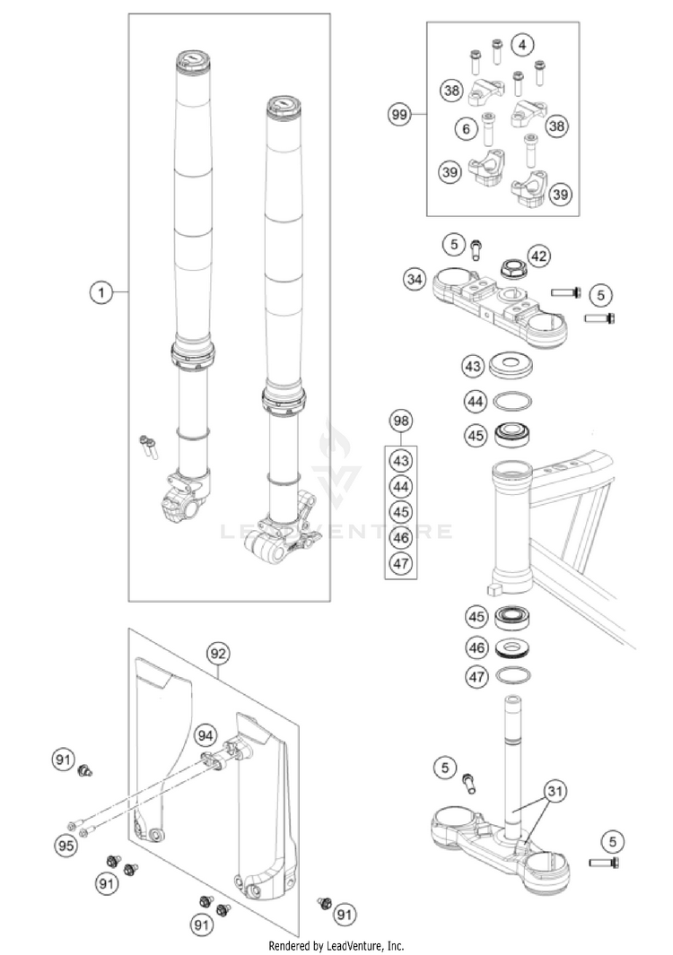 Front Fork, Triple Clamp Schematic