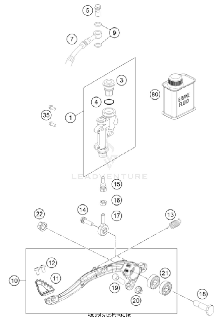 Rear Brake Control 125 SX CHASSIS - 2023 Schematic