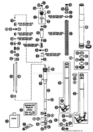 Front Fork, Disassembled Schematic