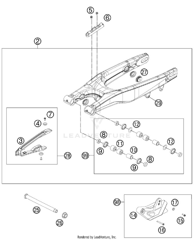 Swing Arm 250 XC Chassis - 2012 Schematic