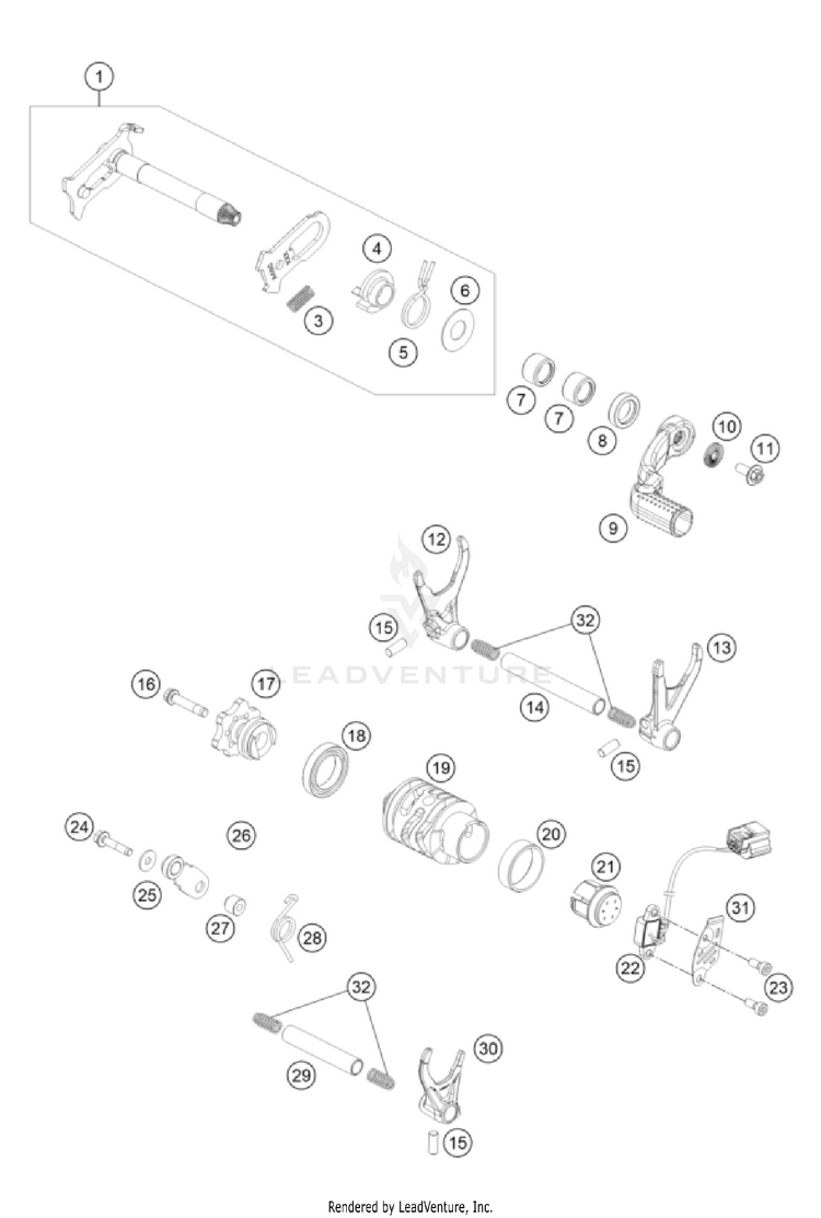 Shifting Mechanism 300 XC Engine - 2023 Schematic