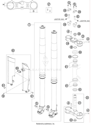 Front Fork, Triple Clamp Schematic
