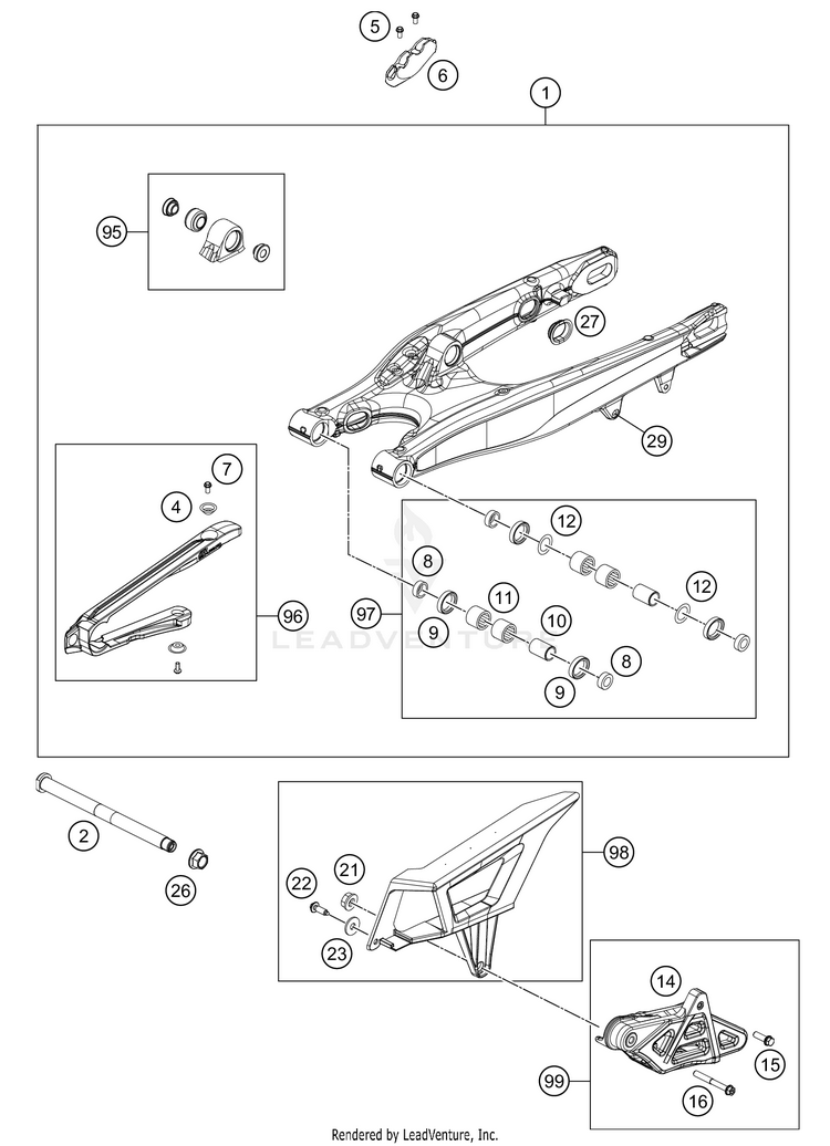 Swing Arm 500 EXC-F SIX DAYS Chassis - 2021 Schematic